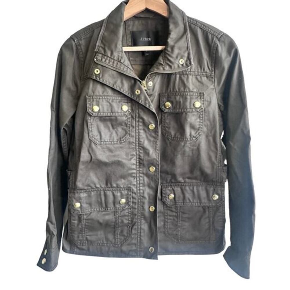 J.Crew Downtown Field Waxed Jacket XS Olive Green Cotton Outdoors Utility